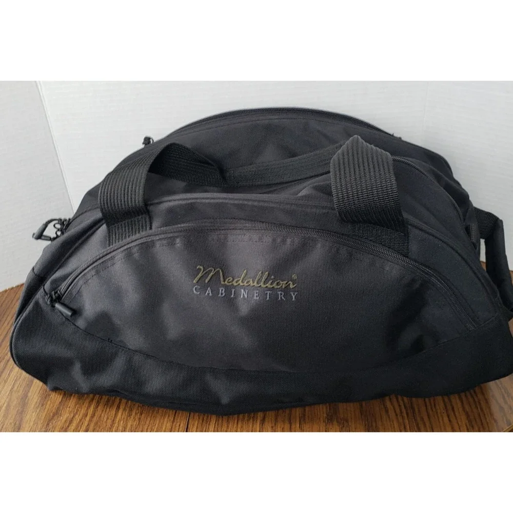 Lands End Medallion Cabinetry Branded Large Handle Black Duffel Bag Gym Bag